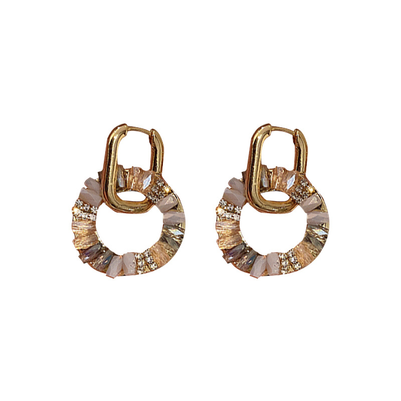 Crystal Zirconia Circle Ear Cuff Earrings Two-in-One Earrings for Women