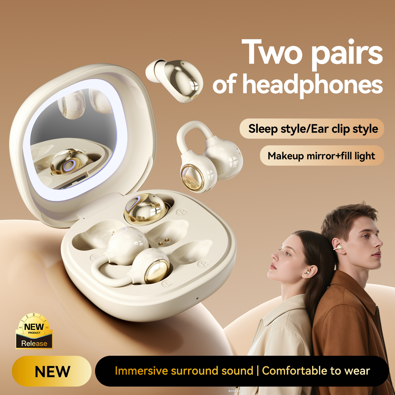 New Product M165 Clip Ear Space Capsule High Sound Quality Low Latency Long Battery Life Private Mold Wireless Bluetooth Earphone