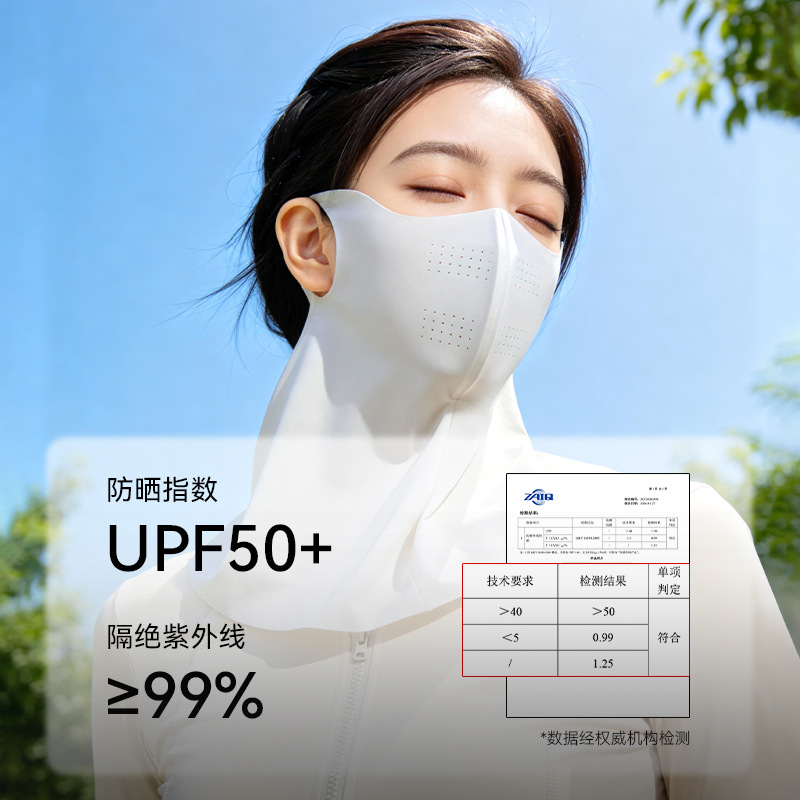 Summer Sun Protection Face Mask Women UV Protection Ice Silk Breathable Neck Cover Invisible Ear Hook Hyaluronic Acid Mask Thin XKZ81