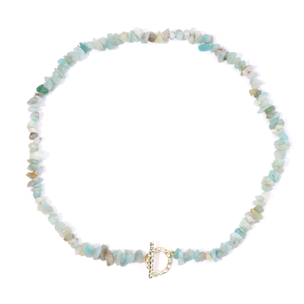 Crushed stone necklace for women irregular artificial stone beads OT clasp unisex necklace accessory