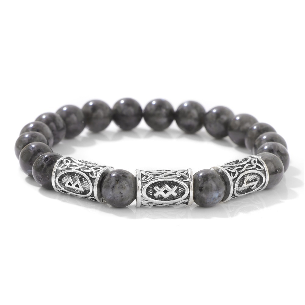 New rune symbol Norway bracelet for men tiger eye stone turquoise elastic rope unisex bracelet
