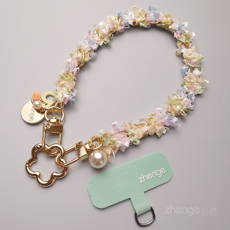 Phone strap women's fairy lace twisted chain wrist rope small fragrance style outdoor travel outing