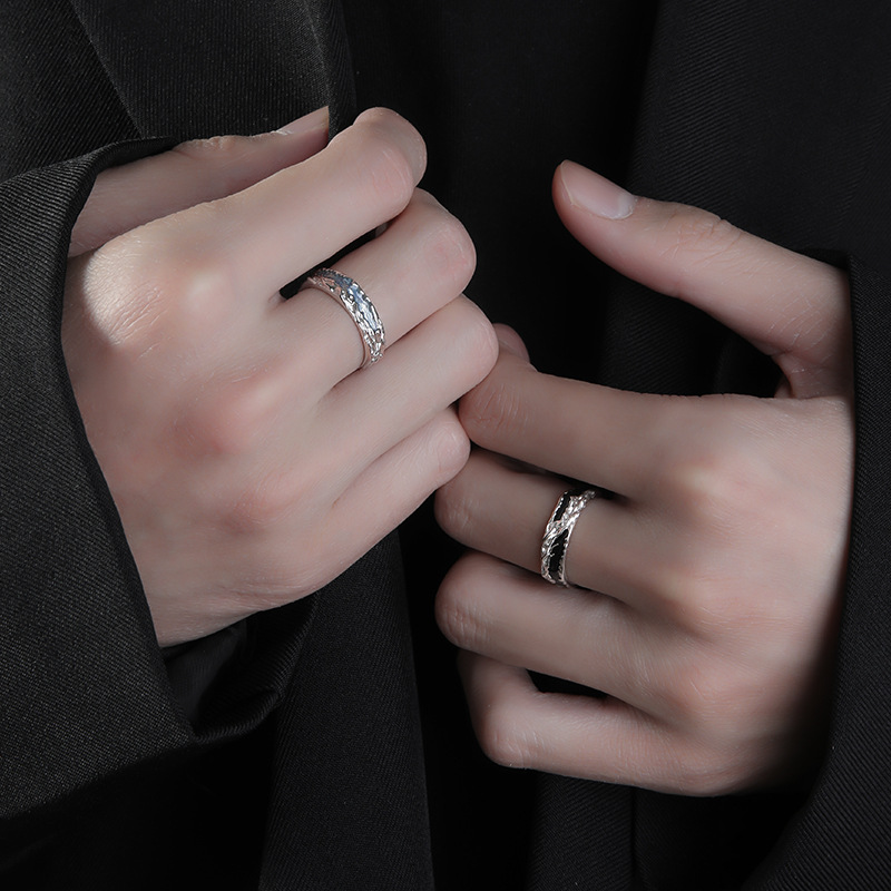 925 silver plated ring for men, brand men's single ring index finger ring self-discipline ring small crowd ring