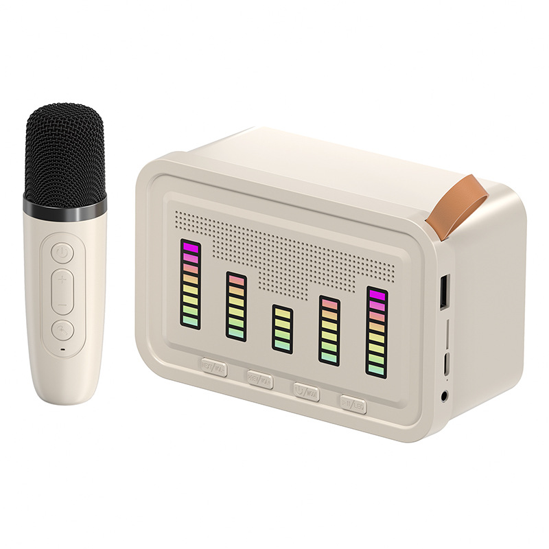 New Q8 Wireless Bluetooth Speaker Microphone Integrated RGB Atmosphere Light Outdoor Portable Home KTV Audio