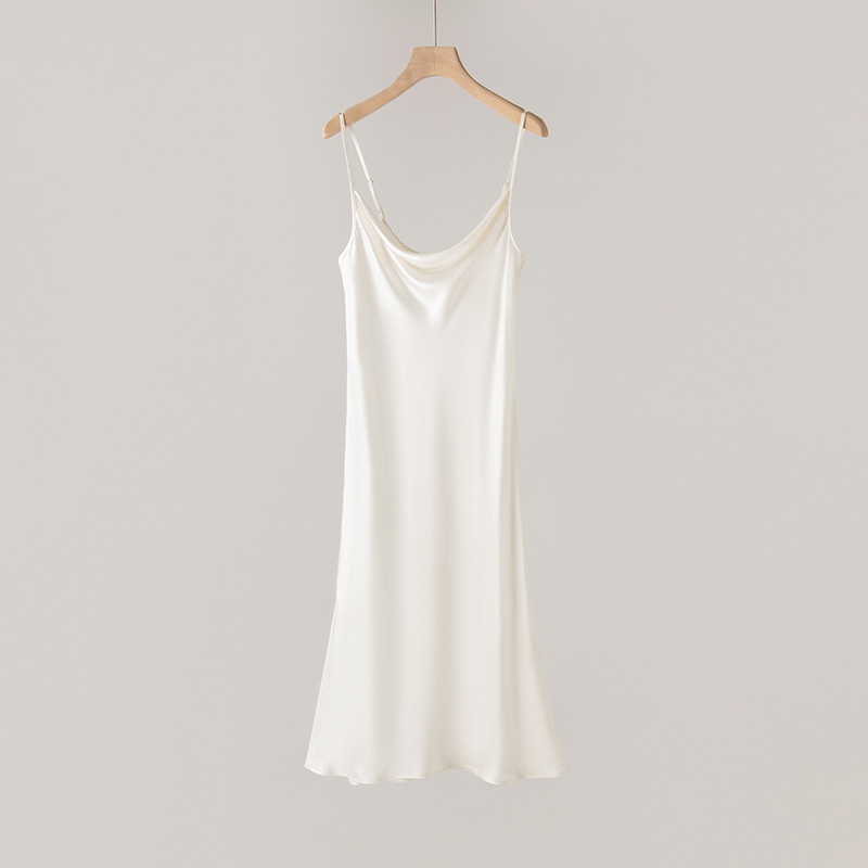 Summer Silk Camisole Dress for Women Cowl Neck Satin Dress Slim Fit Inner Wear Vest Dress