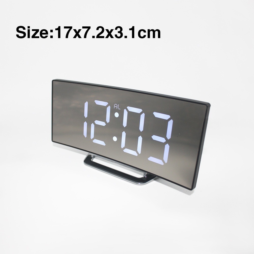 Curved electronic clock large screen LED clock mirror clock silent alarm clock 6507