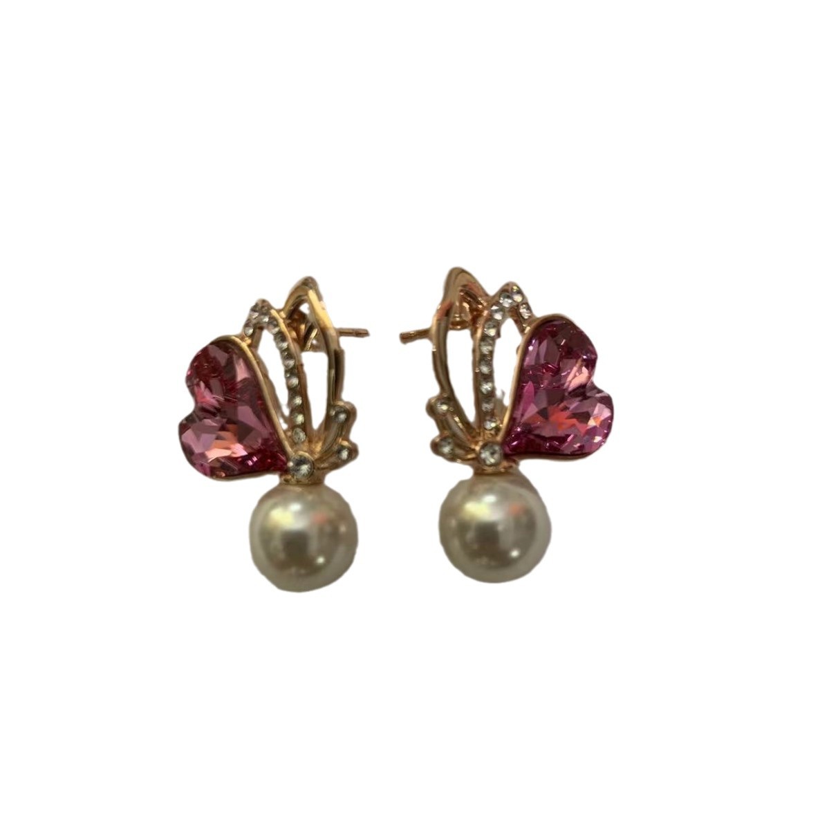 New exaggerated butterfly love earrings pearl earrings using Austrian crystal elements ear accessories