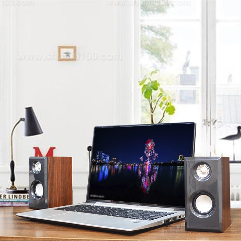 2036 computer wooden speaker USB notebook multimedia desktop wired small speaker 2.0 mini subwoofer