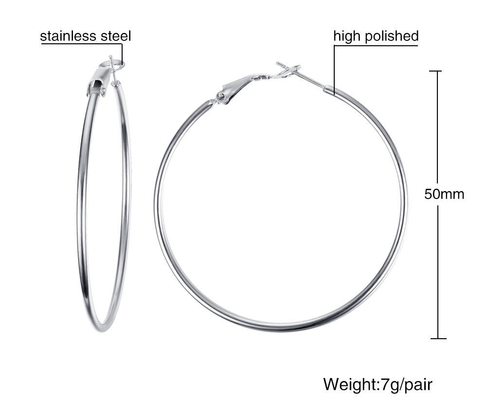 Stainless Steel Circle Earrings Exaggerated Thin Coil Large Ear Jewelry Titanium Steel Women's Accessories