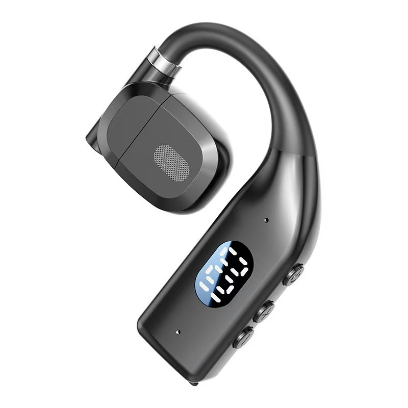 Single-ear open-ear Bluetooth earphones with screen, bone conduction wireless, ultra-long battery life, digital display, non-in-ear, clip-on style
