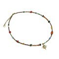 New Ethnic Contrast Color Natural Stone Beaded Necklace Small Geometric Pendant Collarbone Chain Sweater Chain