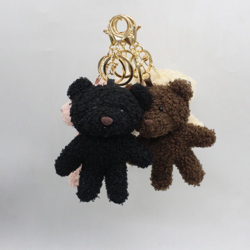 New Cartoon Cute Curly Teddy Bear Plush Keychain Bag Charm Decoration Clothes Shoes Accessories