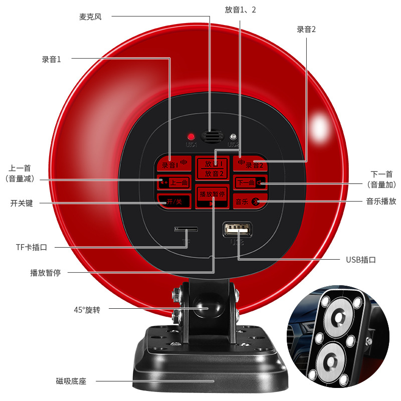100W High Power Dual Speaker Recording Outdoor Multifunctional Vehicle Amplifier for Promotion Vending and Stall Display