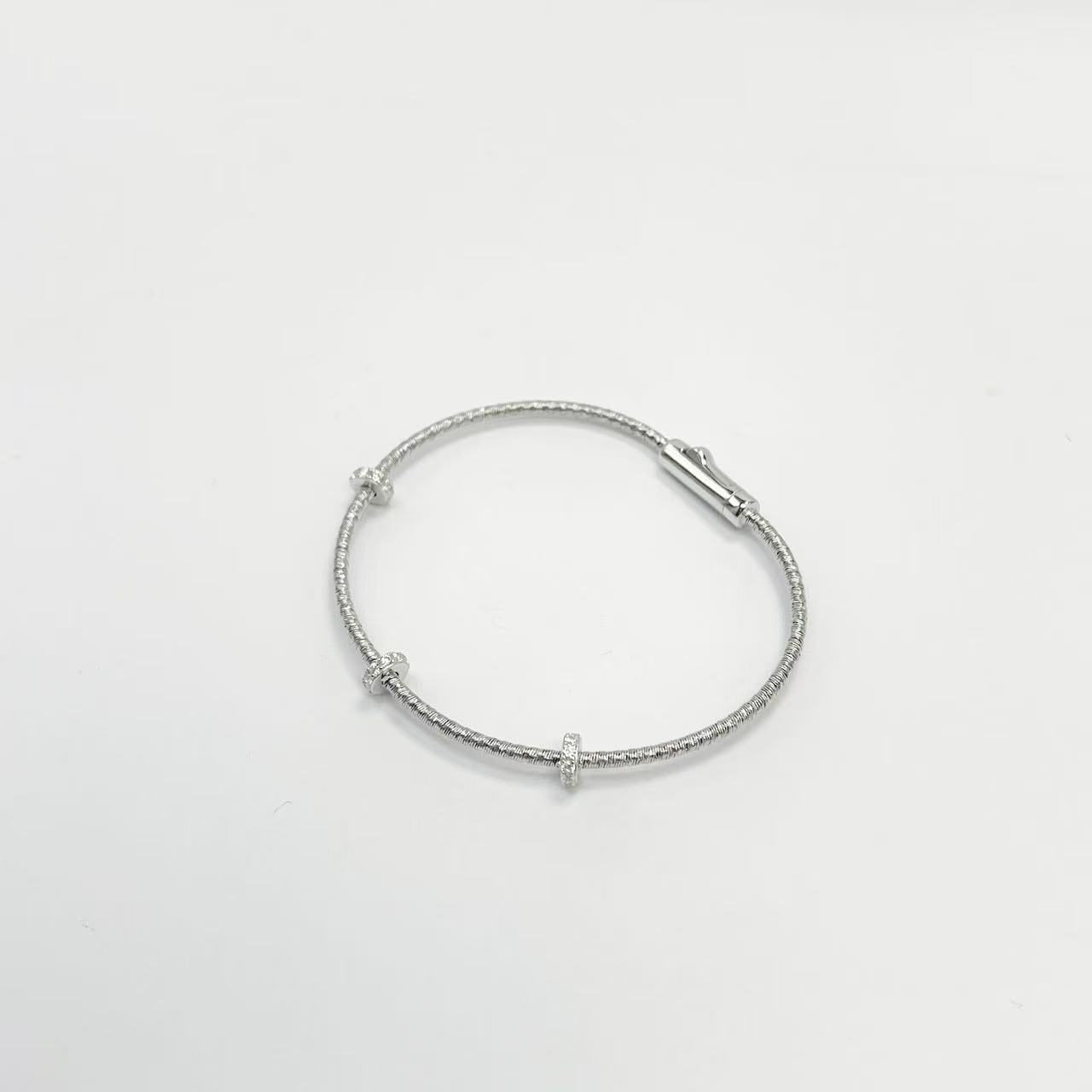 Italian Fine Gold String Three-Ring Diamond Bracelet Niche Gift S925 Silver Gold-Plated Jewelry