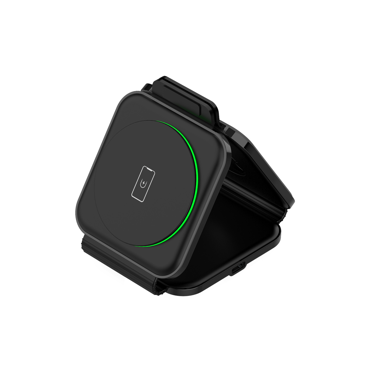 Magnetic three-in-one foldable wireless charger 15W desktop stand for Apple phones watches earphones