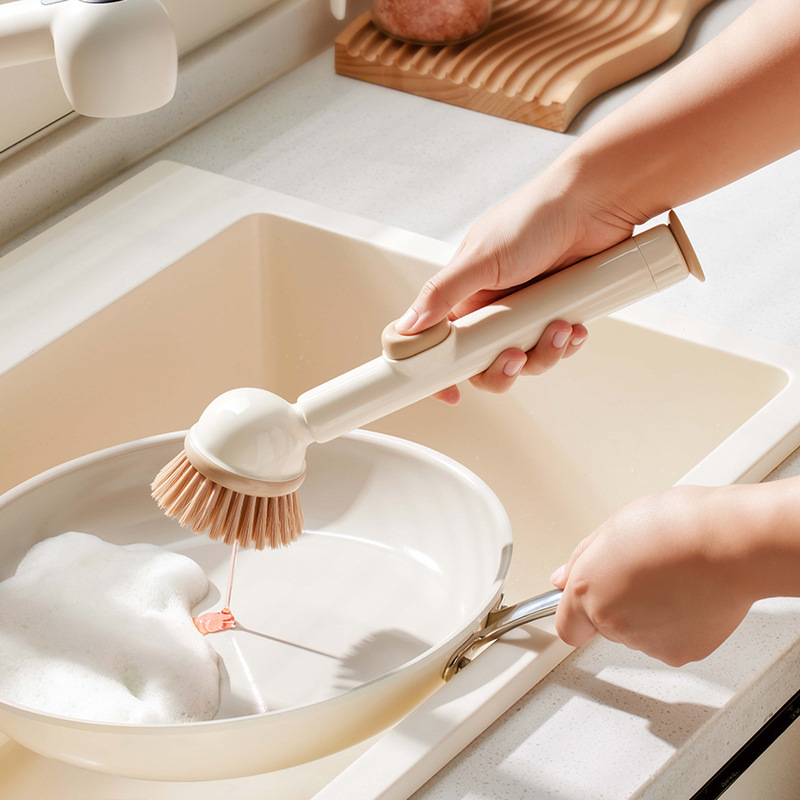 Patent Multifunctional Long Handle Liquid Adding Cleaning Brush Home Washing Dishes Washing Pot Brush Not Damage Pot Not Dirty Hands