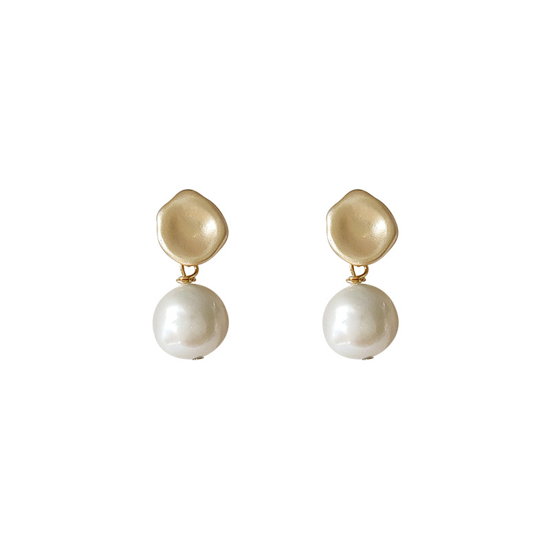 Baroque irregular freshwater pearl silver-plated needle handmade design matte earrings for women