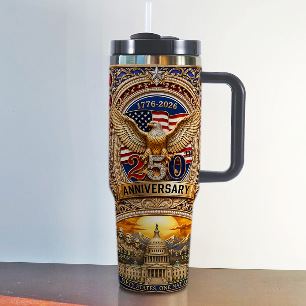 American Independence Day 250th Anniversary 40oz Insulated Tumbler Stainless Steel Cold Cup Car Cup
