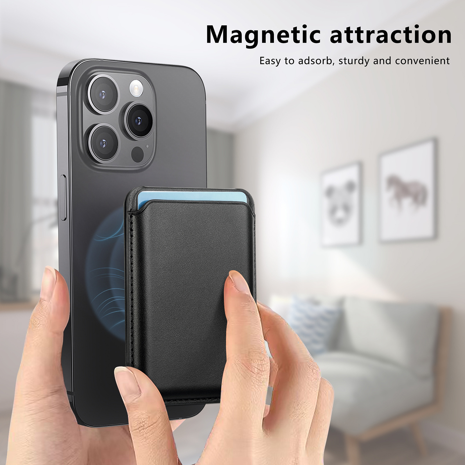 For Apple 17 leather card case Magsafe strong magnetic up-down flip stand magnetic card case exquisite packaging