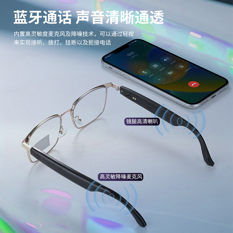 Smart AI Translation Bluetooth Glasses GS06 Photochromic UV Protection Music Call Audio Glasses Headset