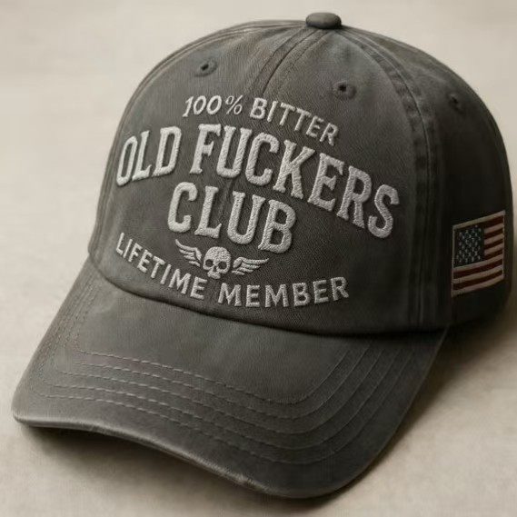 New Pure Cotton Embroidered Hat Old Fuckers Club Baseball Cap
