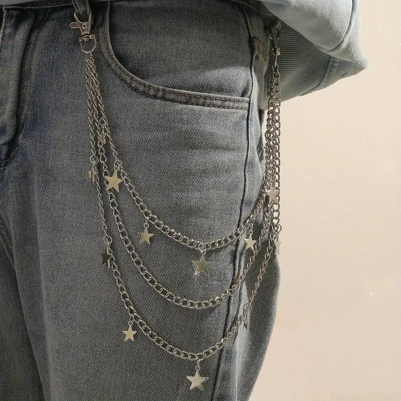 Hip Hop Punk Metal Ring Pants Chain Stage Performance Waist Chain Accessories Pendant Jeans Chain Waist Chain