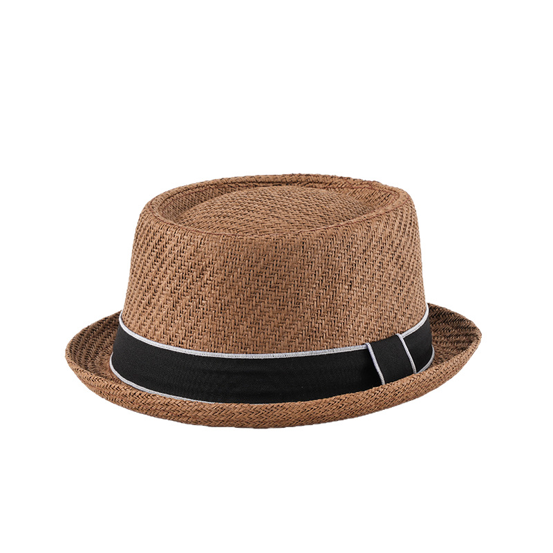 Duck Grass Concave Round Top Fedora Summer Outing Short Brim Jazz Sun Hat
