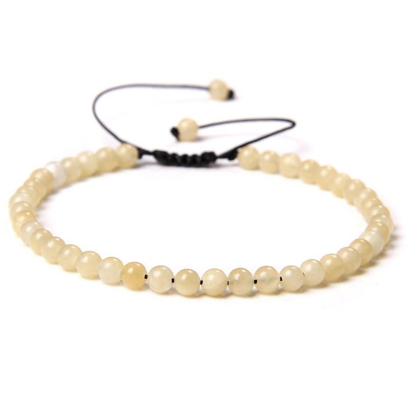 4mm stone bead handmade woven bracelet simple adjustable drawstring women's bracelet