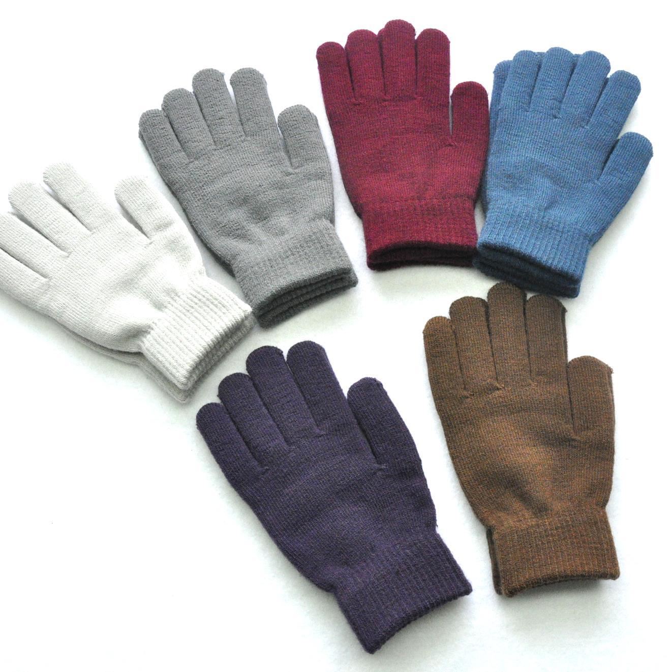 Gloves Men Women Solid Color Knitted Yarn Gloves Winter Warm Fleece-Lined Thickened Cycling Gloves