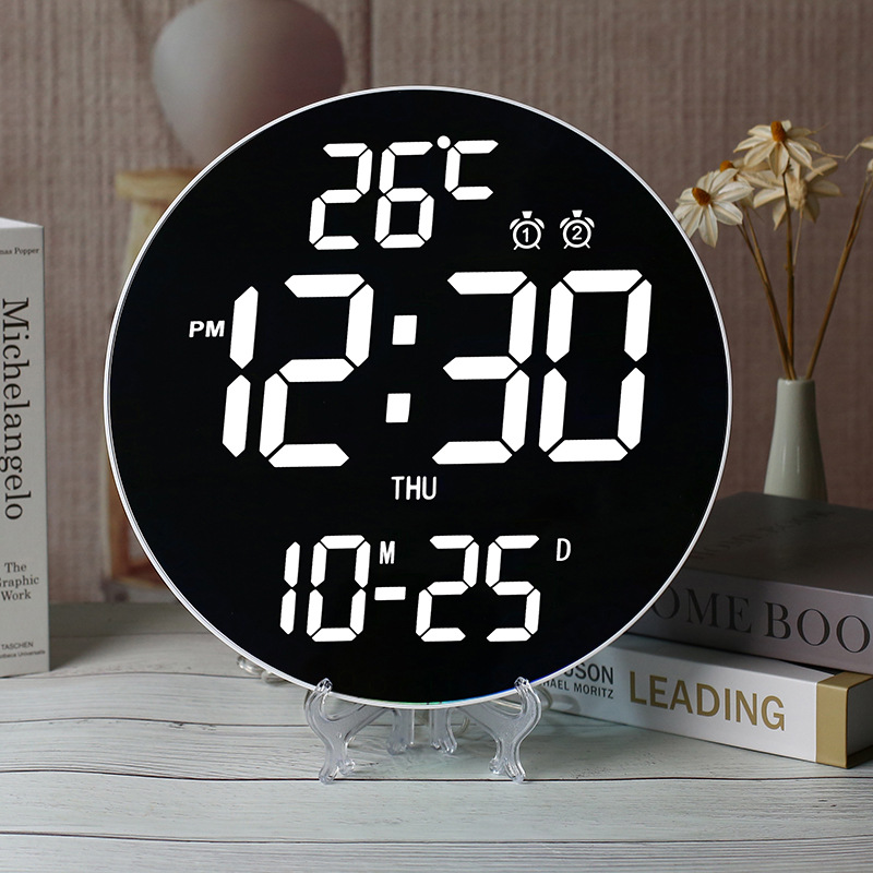 12-inch RGB colorful LED wall clock, simple living room clock, home use, remote control, timer, night light electronic clock