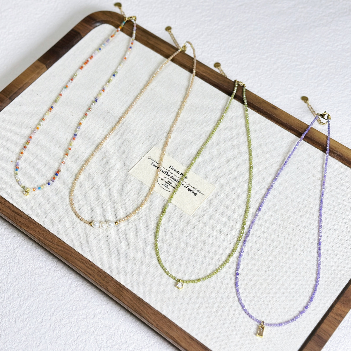 Minimalist Faceted Zircon Necklace Japanese Korean Style Beaded Necklace Simple Super Fairy Collarbone Chain