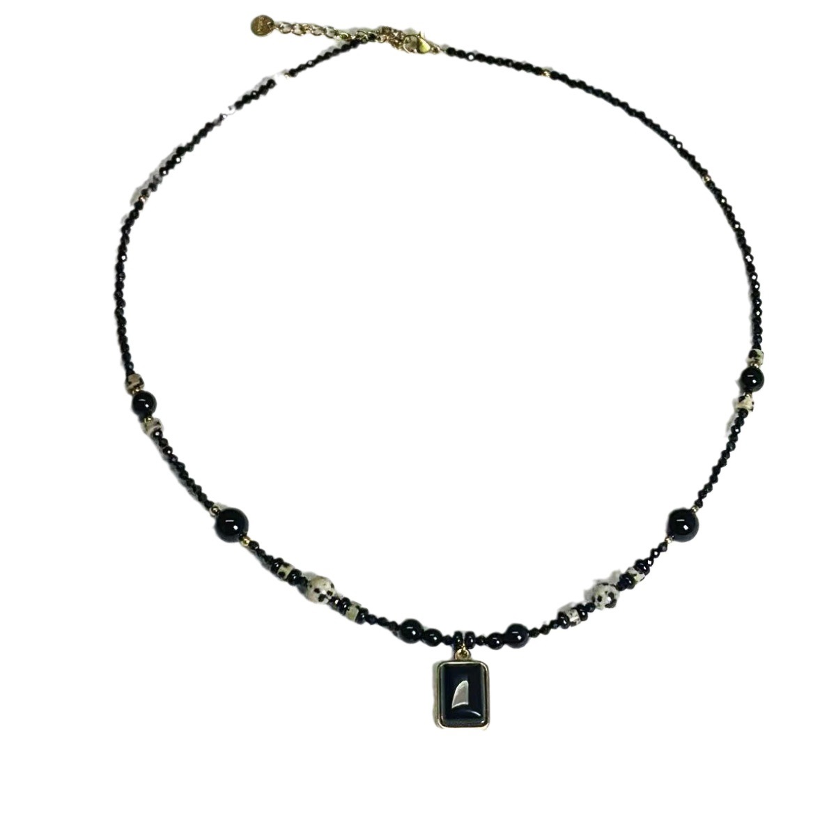 Original Design Extended Sweater Chain Black Spinel Agate Beaded Necklace Crystal Freshwater Pearl Lapis Lazuli Necklace