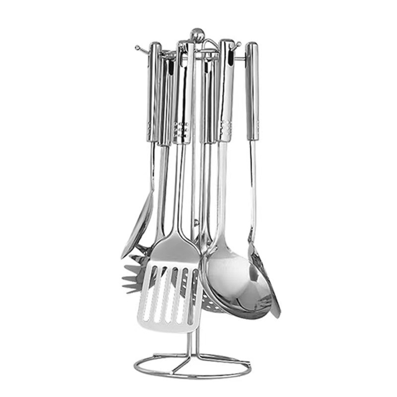 Stainless Steel Slotted Spoon Spatula Kitchen Utensils Set Seven-Piece Thickened Spoon Home Cooking Spatula Spoon