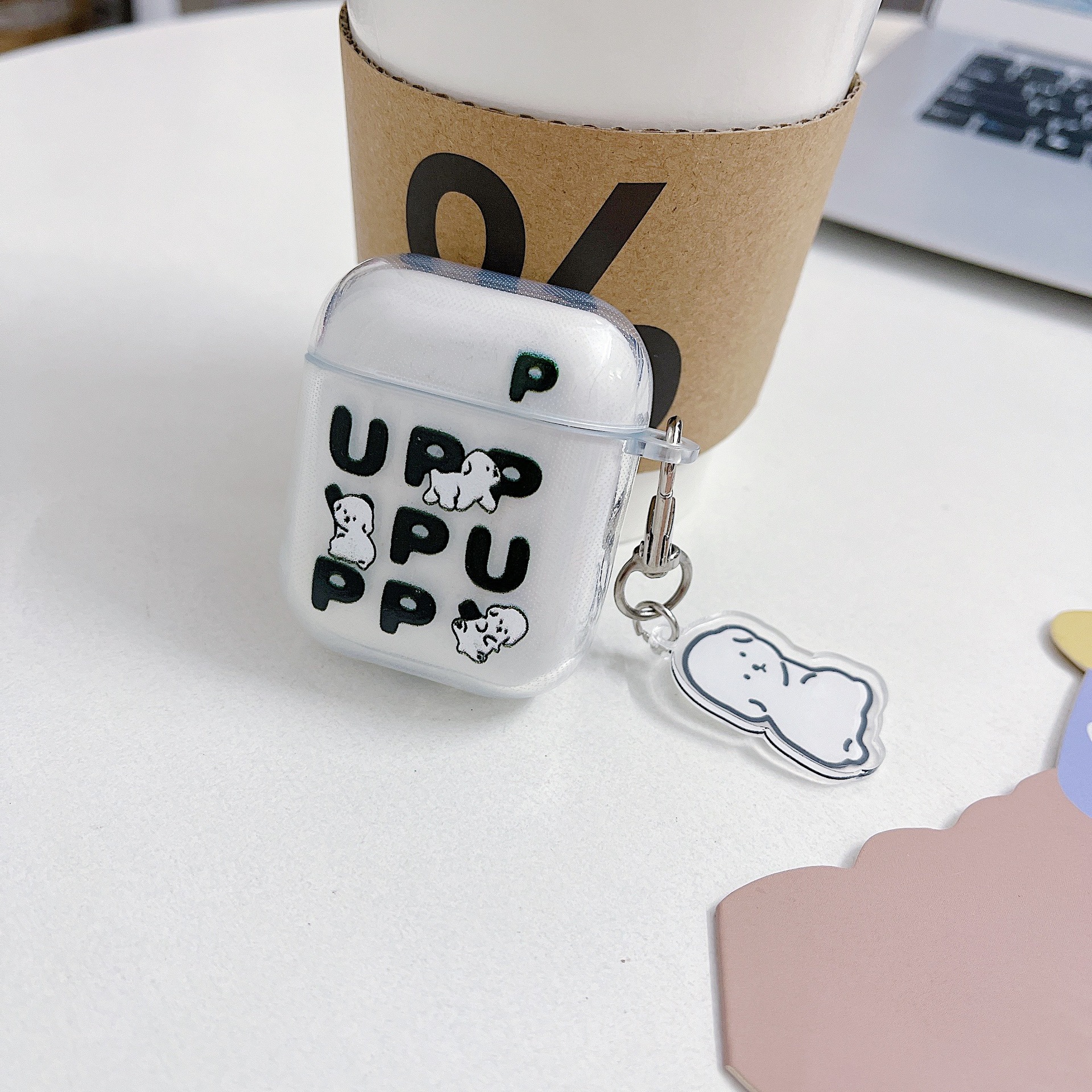 Wireless Bluetooth earphone case for AirPods 1/2 generation, transparent soft TPU anti-drop case for Apple Pro 3, cartoon dog