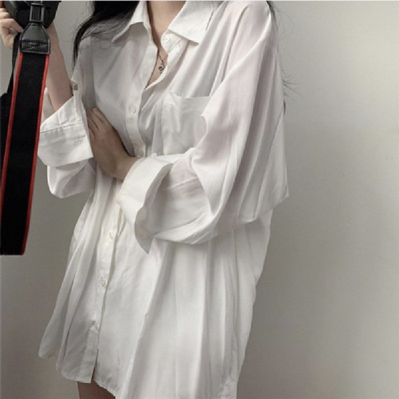 2023 New Sun Protection Silky Draping Sun Protection Long Sleeve Loose Shirt