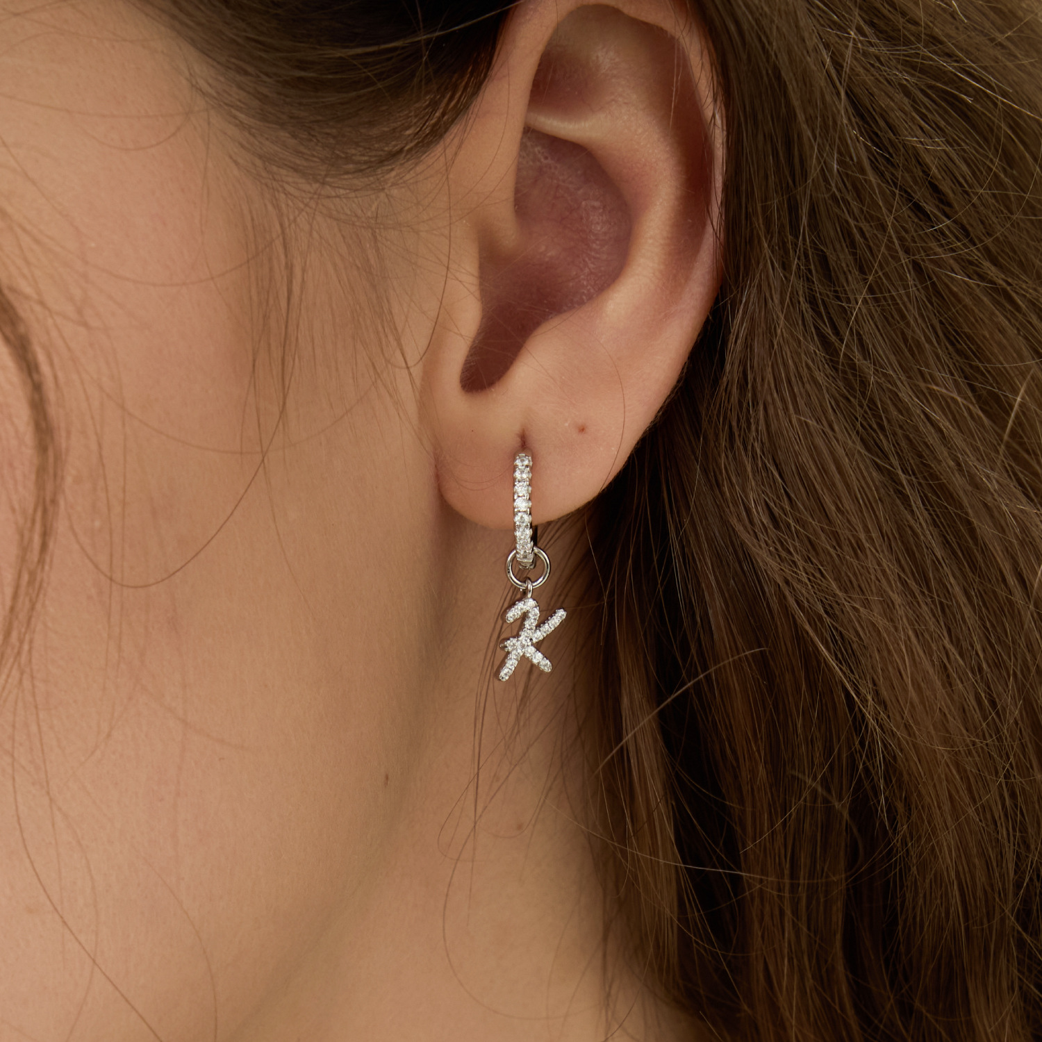Exclusive Initial Letter Earrings AB Stud Earrings Original Design Ear Accessories