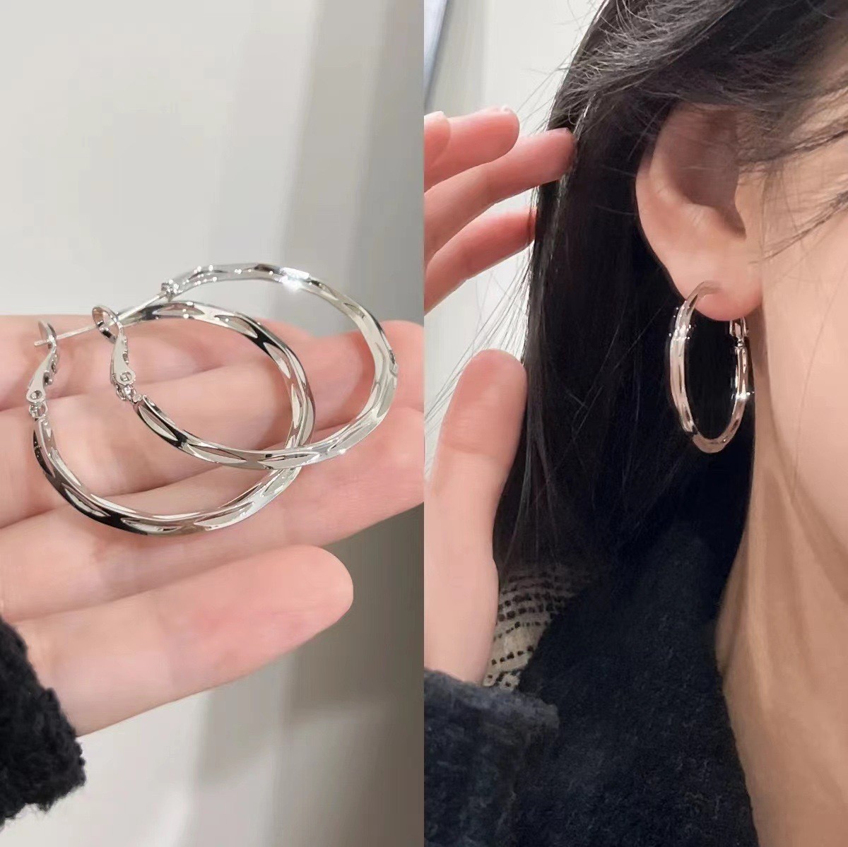 Large Hoop Earrings for Women Stud Earrings Unique Exaggerated Hoop Ear Accessories