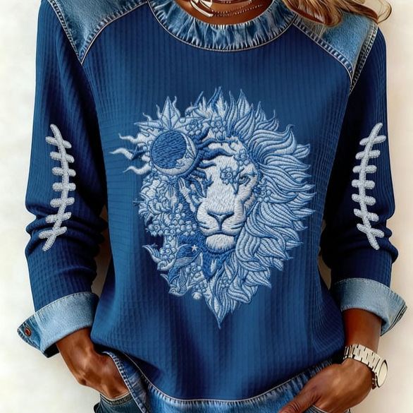 2025 Autumn Winter Women's New Animal Lion Tiger Print Women's Round Neck Sweatshirt