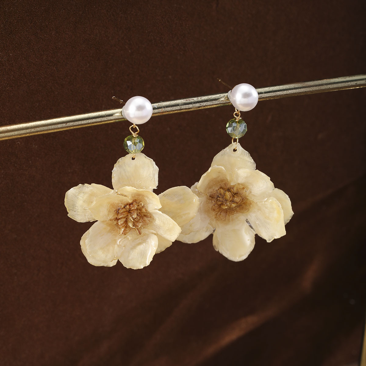 NALA New Chinese Style Flower Earrings Pearl Resin Earrings Niche Earrings