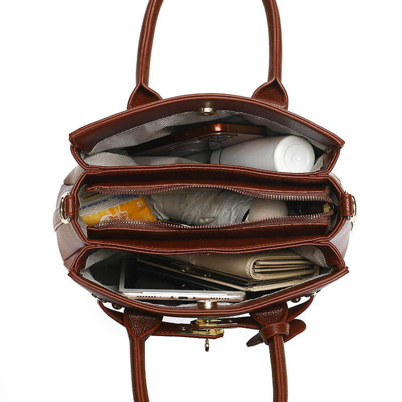 2025 Autumn New Simple Large Capacity Textured Handbag Multi-compartment Women's Commuter Shoulder Crossbody Bag Bags