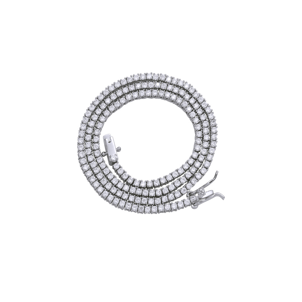 2mm tennis chain copper Tennis Chain copper micro-set zircon single row chain hip-hop necklace