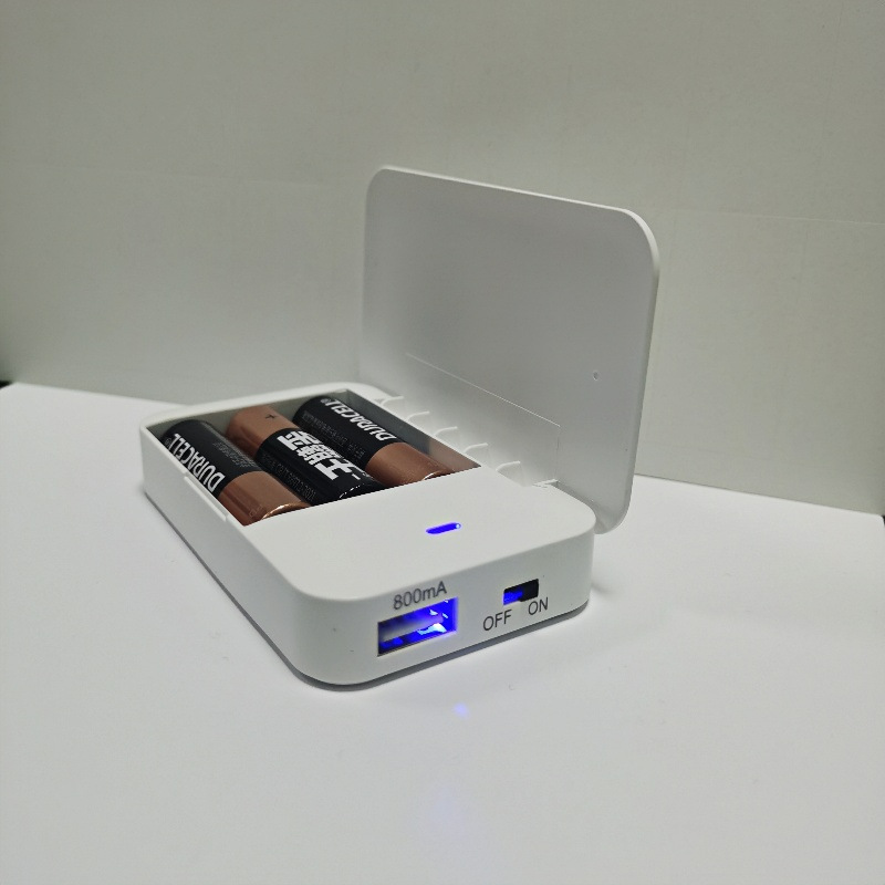 Ultra-thin three-section flip cover 5号 dry battery emergency charger portable 3AA alkaline battery box mobile power bank backup