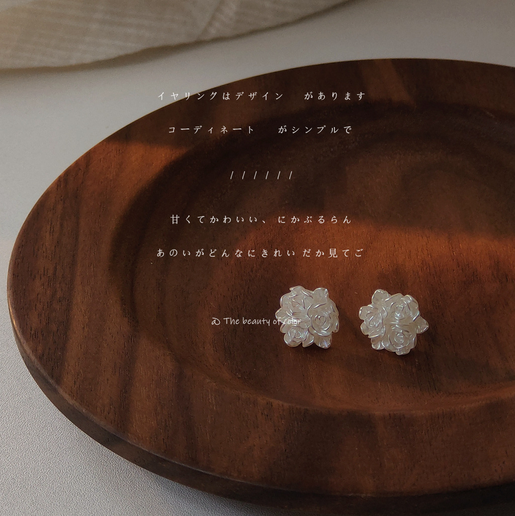 Very beautiful flower! Spring and summer silver needle earrings gentle sweet simple fresh rose earrings new earrings