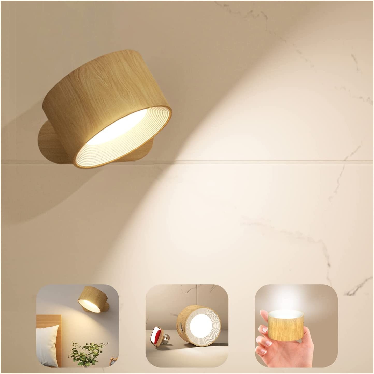 USB rechargeable magnetic wall lamp LED bedside reading lamp portable touch adjustable night light magnetic wall lamp