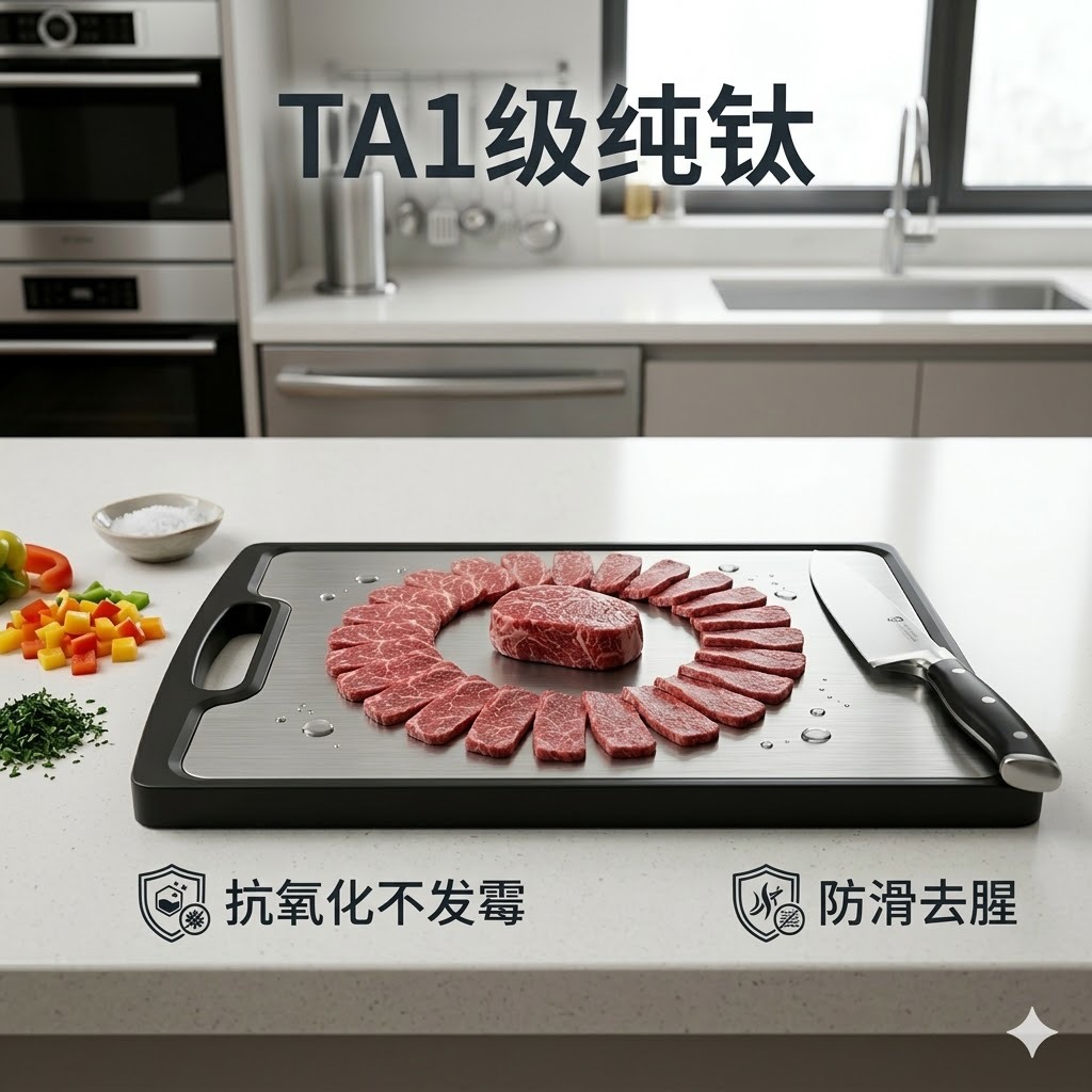 Household solid wood hanging ebony double-sided cutting board large thickened antibacterial kitchen anti-slip pure titanium cutting board