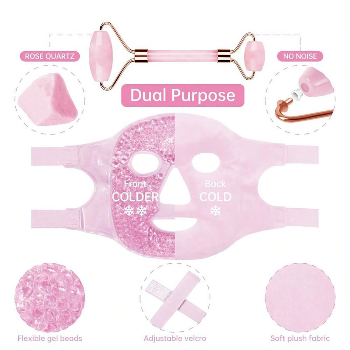 Ice Mask Set Cold and Hot Gel Light-Blocking Eye Patch Mask Eye Mask Gua Sha Board Massage Roller