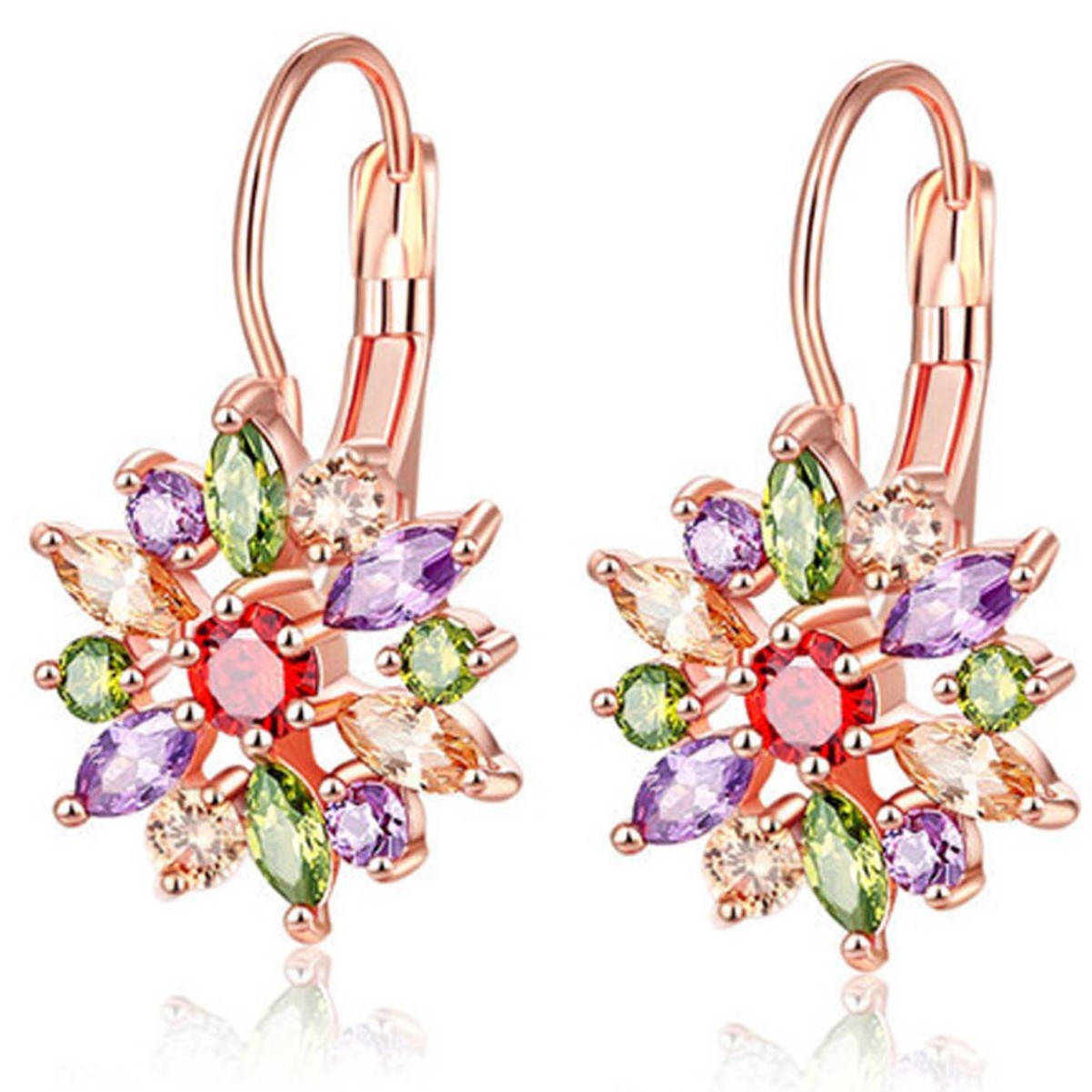 Dark night accessories ear cuffs, AAA colorful flower zirconia stud earrings, earrings, ornaments
