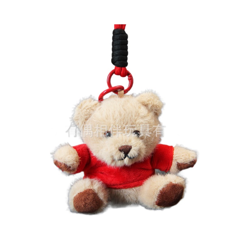 Cute hoodie bear pendant plush toy teddy bear bag charm keychain doll custom LOGO