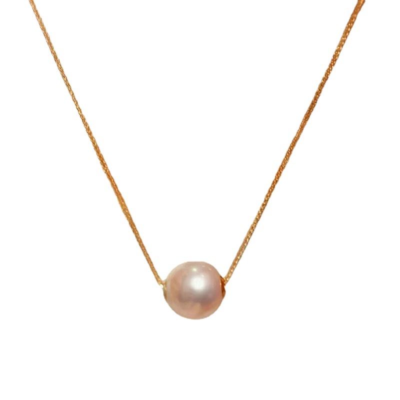 S925 Sterling Silver Single Bead Lulutong Necklace Women Commute Strong Light Natural Freshwater Pearl Pendant Summer