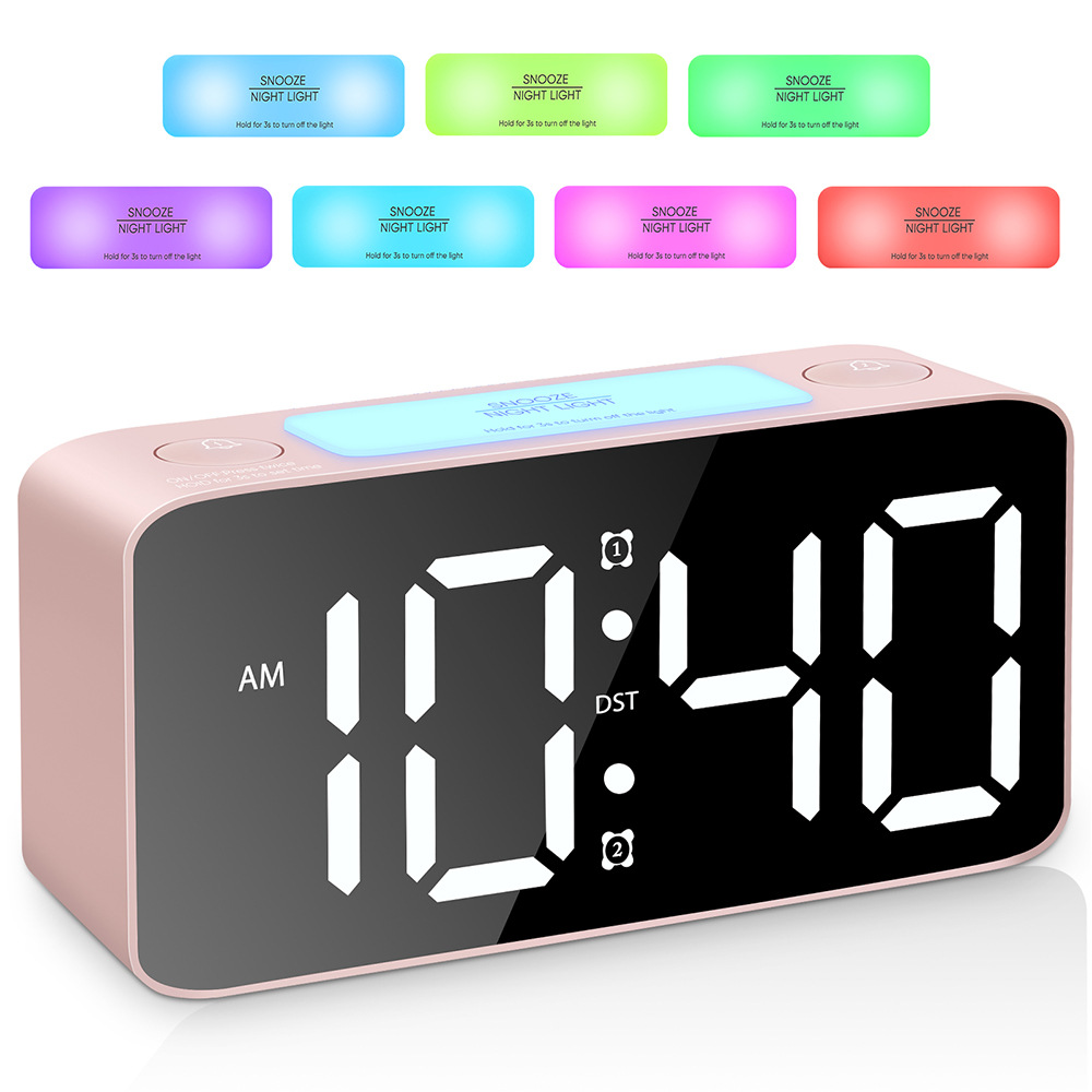 RGB large character large screen super loud LED clock student alarm clock table clock 15 color changing screen clock 10 minute alarm